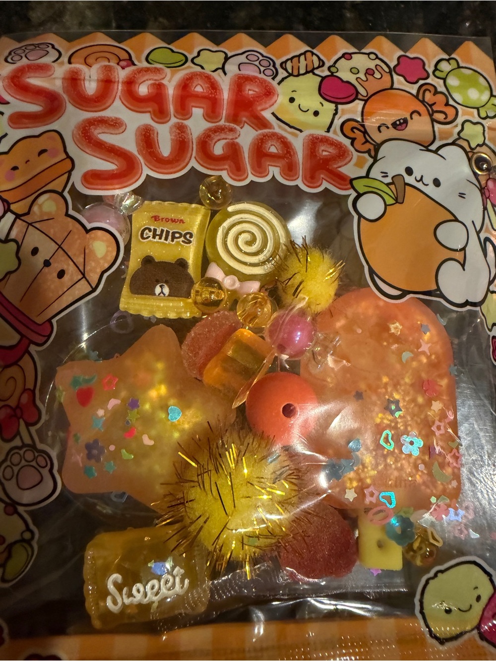 NEW ORB Sugar Swaps Sugar Sugar Gacha Pouch Orange Glitter Squishy Candy Charms